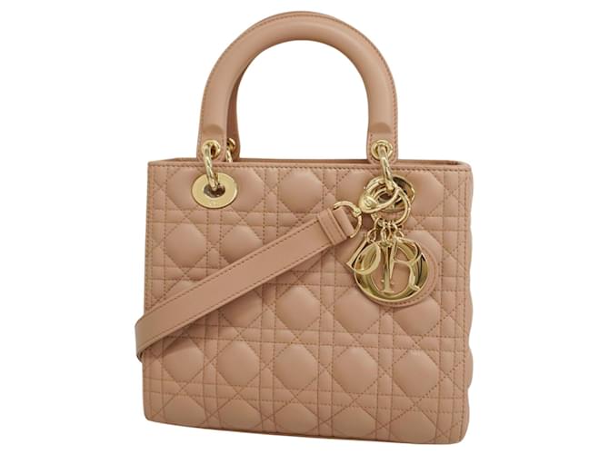 Dior Lady Dior Medium Pink Leather  ref.1353004