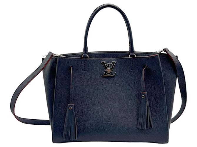 Louis Vuitton Lockme Azul marino Cuero  ref.1353113