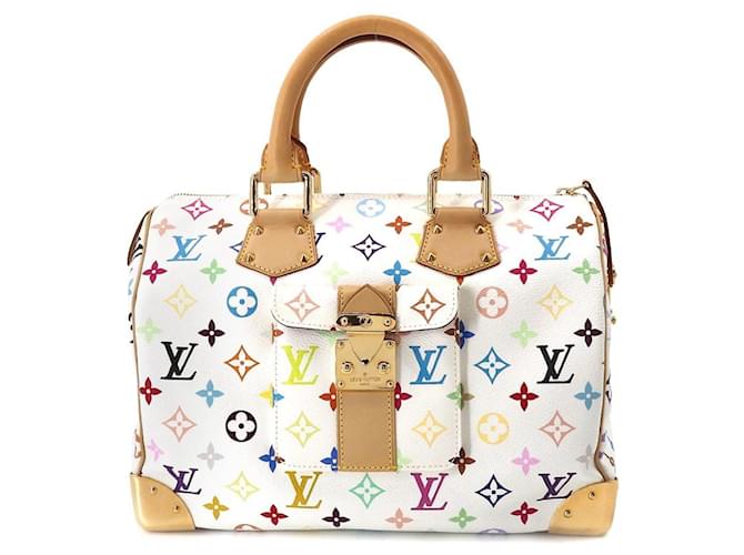 Louis Vuitton Speedy 30 Branco Lona  ref.1353249