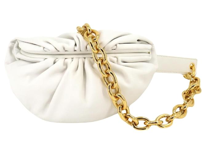 Bottega Veneta Bolso con cadena Blanco Cuero  ref.1353338