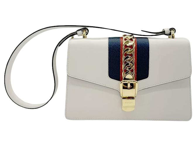 Gucci Sylvie Weiß Leder  ref.1353673