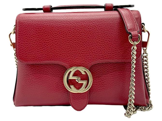 Gucci verzahnt sich Rot Leder  ref.1354118