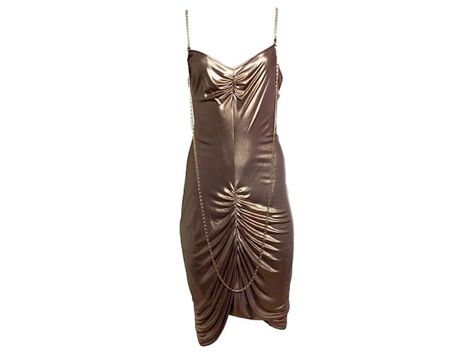 Patrizia Pepe, metallic chain dress Golden  ref.1354622