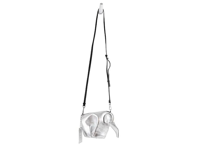 Loewe Leather Animals shoulder strap Silvery  ref.1354652