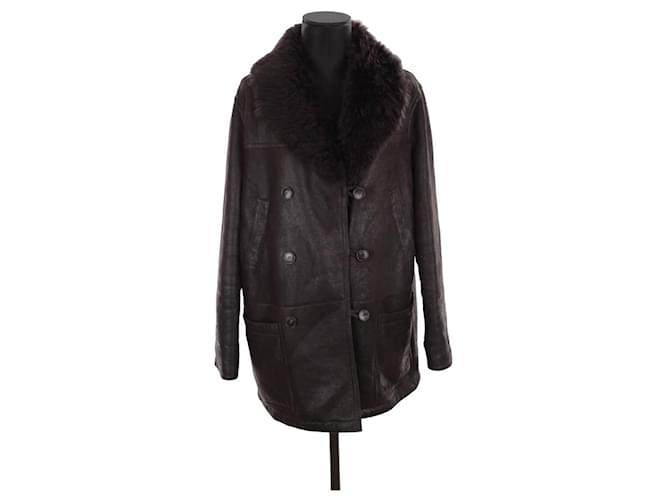 Yves Salomon leather trim coat Brown  ref.1354671