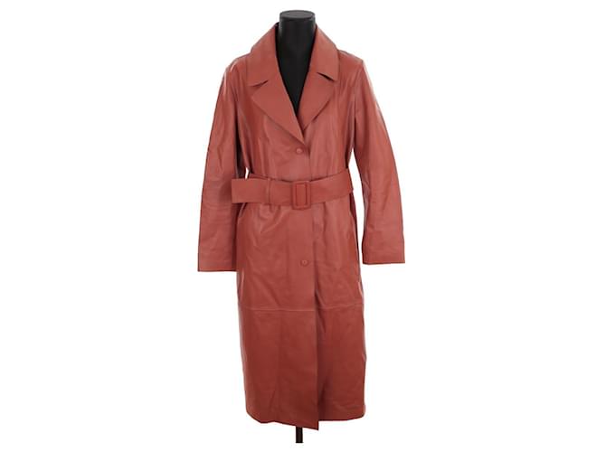 Yves Salomon Trenchcoat aus Leder Orange  ref.1354678