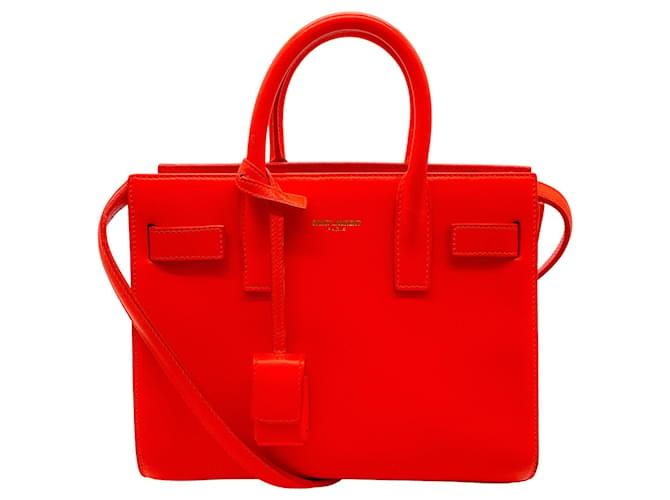 Autre Marque Saint Laurent Neon Orange Sac de Jour Nano Bag Cuir  ref.1354736