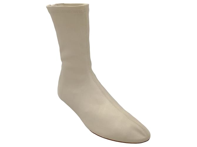 Autre Marque Khaite Off-White Lambskin Leather Apollo Ankle Boots Cream  ref.1354741
