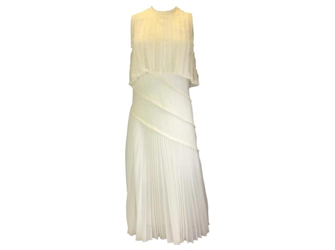 Autre Marque Jason Wu Vestido de renda plissado sem mangas giz Cru Poliéster  ref.1354747