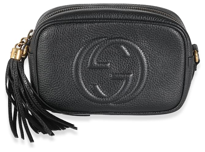 Gucci Piel de becerro granulada negra Small Soho Disco Negro Cuero  ref.1354828