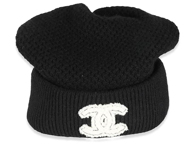 Bonnet à logo CC en cachemire noir Chanel Tissu  ref.1354829