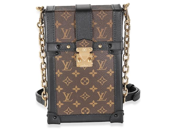 Pochette baúl vertical de lona con monograma de Louis Vuitton Castaño Negro Lienzo  ref.1354859