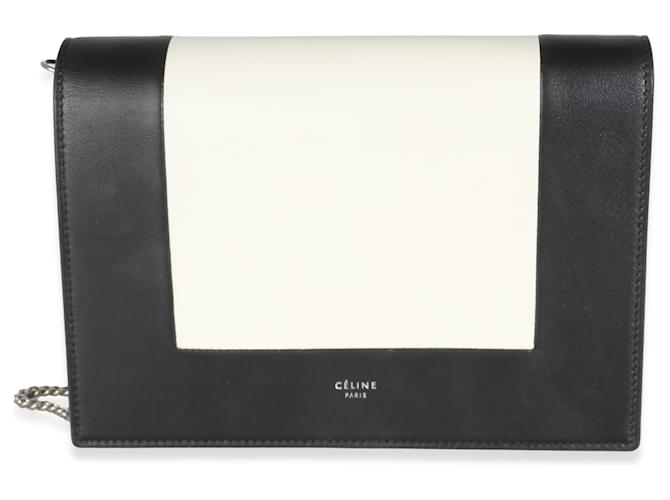 Céline Bolso de mano Celine con marco de piel de becerro lisa en negro y blanco Cuero  ref.1354905