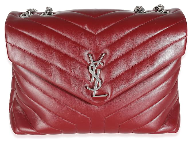 Saint Laurent Burgundy Calfskin Medium Loulou Chain Bag Red Leather  ref.1354941