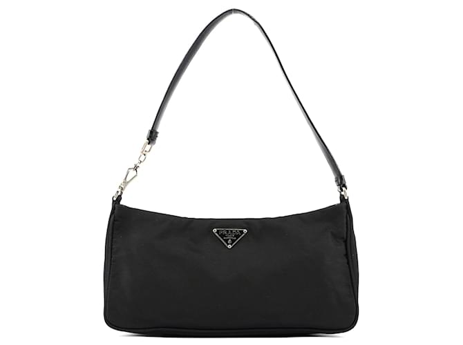 PRADA Borsa a spalla Pelle Tessuto Nero  ref.1354967