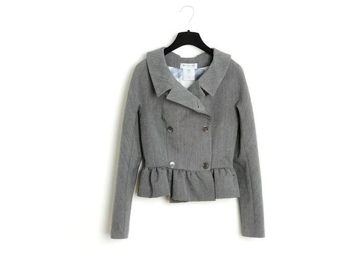 Givenchy Veste FR38 Grey Wool Ruffle Jacket US8 Laine Gris  ref.1354975