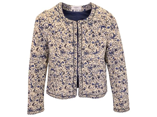 Etoile Isabel Marant Hustin Printed Quilted Jacket in Blue Cotton  ref.1355015