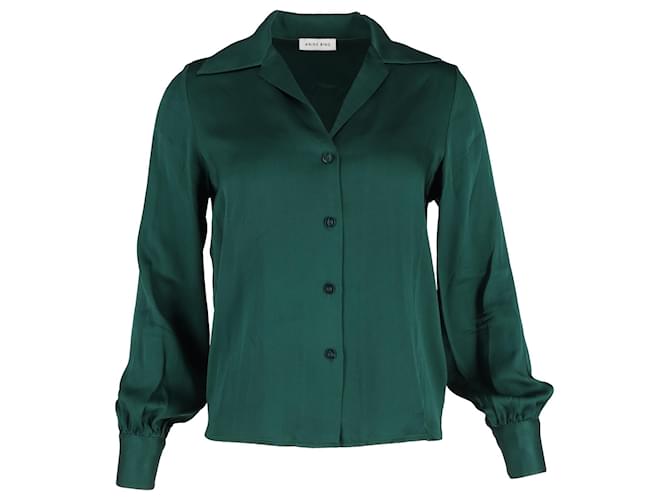 Camisa Anine Bing Mylah de seda verde esmeralda Satén  ref.1355018