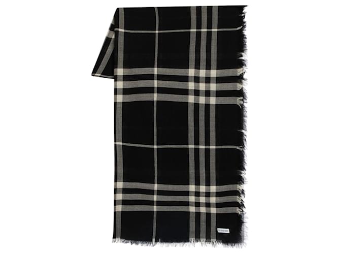 Giant Check Scarf - Burberry - Wool - Black  ref.1355019