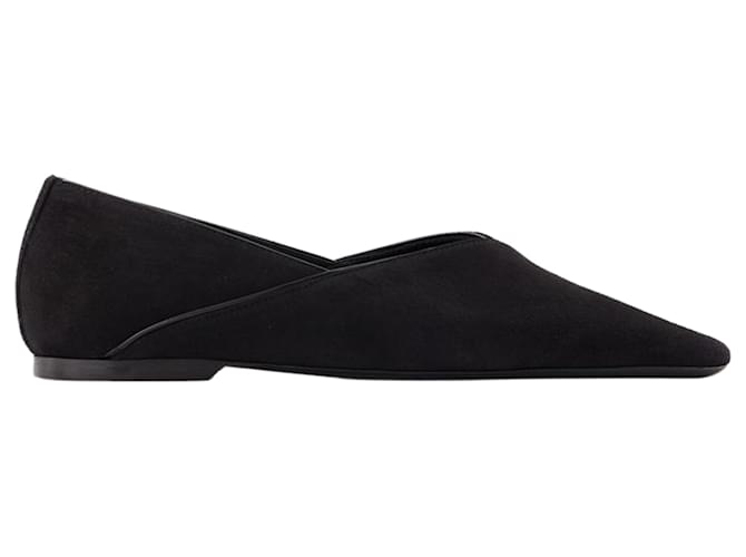 Totême The Everyday Flat Ballerinas - TOTEME - Suede - Black Leather Pony-style calfskin  ref.1355158