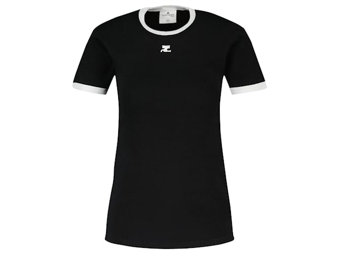 Camiseta Signature Contrast - Courreges - Algodón - Negro  ref.1355216