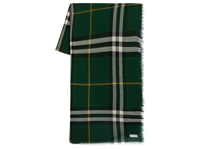 Giant Check Scarf - Burberry - Wool - Green  ref.1355232