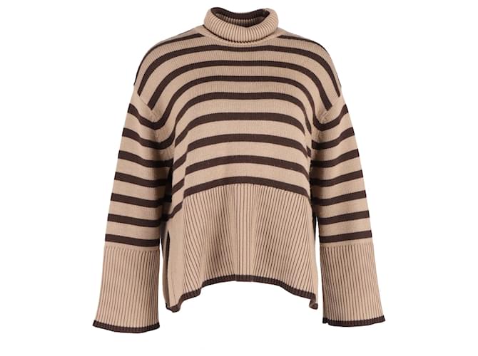 Totême Signature Striped Turtleneck Sweater In Brown Wool  ref.1355268