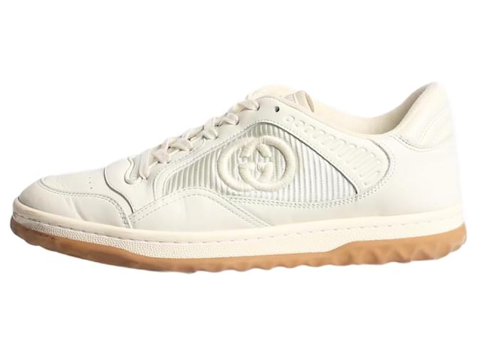 Gucci Cream embroidered logo detail trainers - size EU 37 Leather  ref.1355298