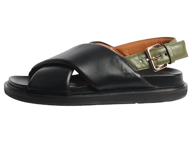 Marni Schwarze Fussbett Slingback-Sandalen - Größe EU 37 Leder  ref.1355316