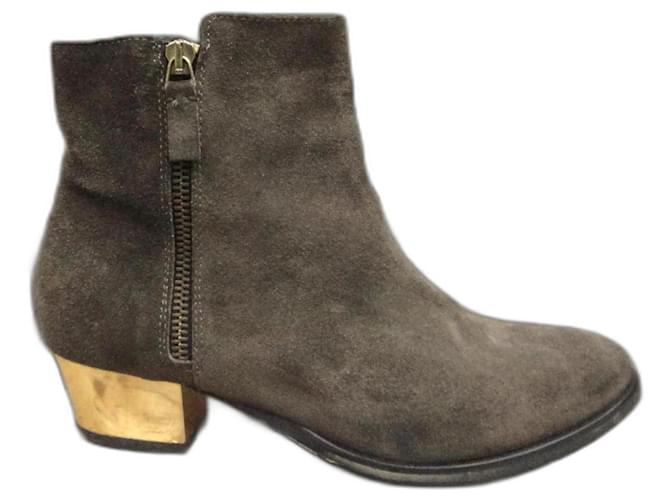 Maje Ankle Boots Khaki Suede  ref.1355324