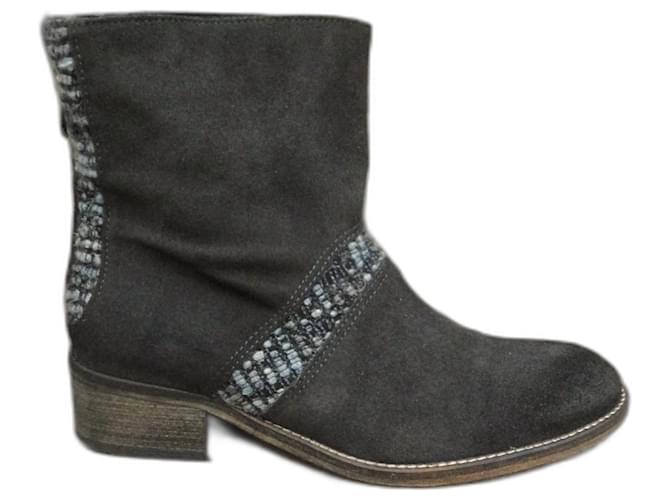 Berenice Bottines Daim Gris Gris anthracite  ref.1355327