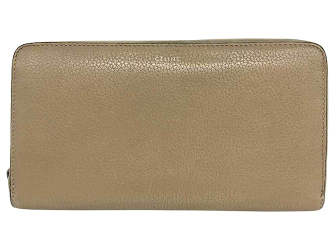 Céline Zip Around Beige Cuero  ref.1355419