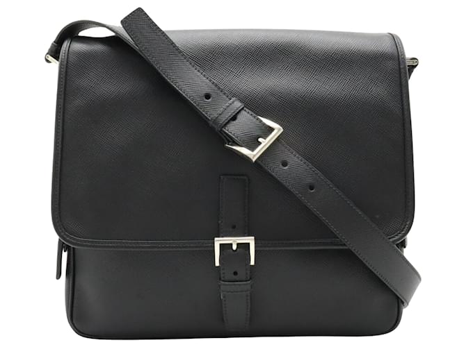 Prada Saffiano Nero Pelle  ref.1355606