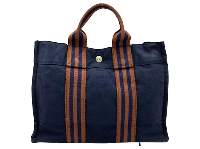 Hermès Fourre Tout Marineblau Baumwolle  ref.1355677