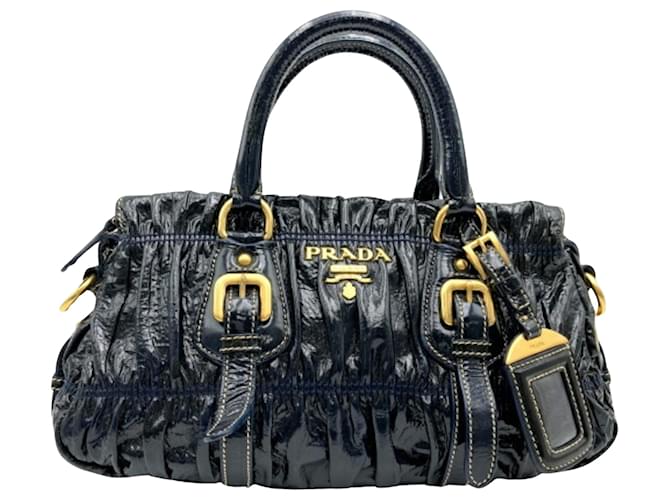 Prada Nappa gauffré Preto Couro  ref.1355678