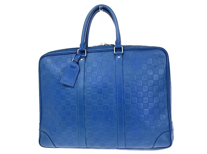 Louis Vuitton Porte Documents Voyage Blu Pelle  ref.1355755