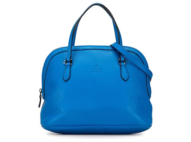 Bolso satchel Dome mediano de piel de becerro azul Gucci Cuero  ref.1355867