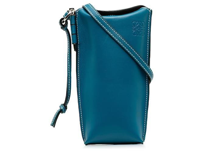 LOEWE Sac à bandoulière bleu Gate Pocket Cuir Veau façon poulain  ref.1355888