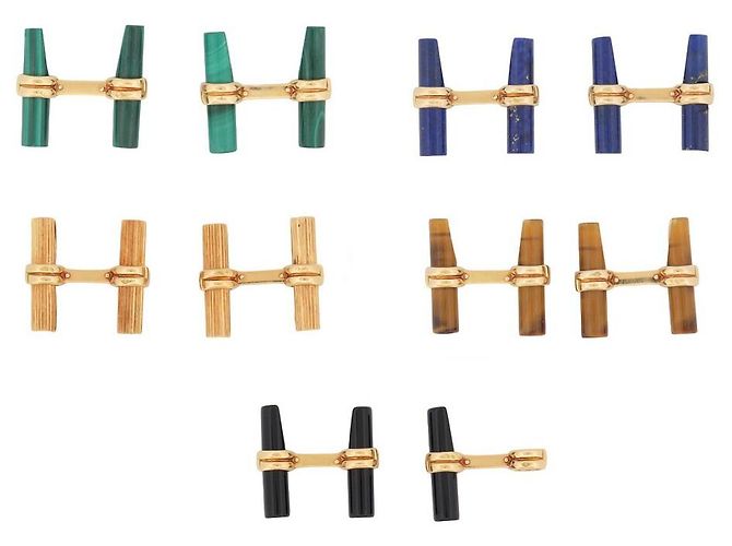 BOUTONS DE MANCHETTES BOUCHERON EN OR 18K 15GR 19 BATONNETS FAISCEAUX CUFFLINKS