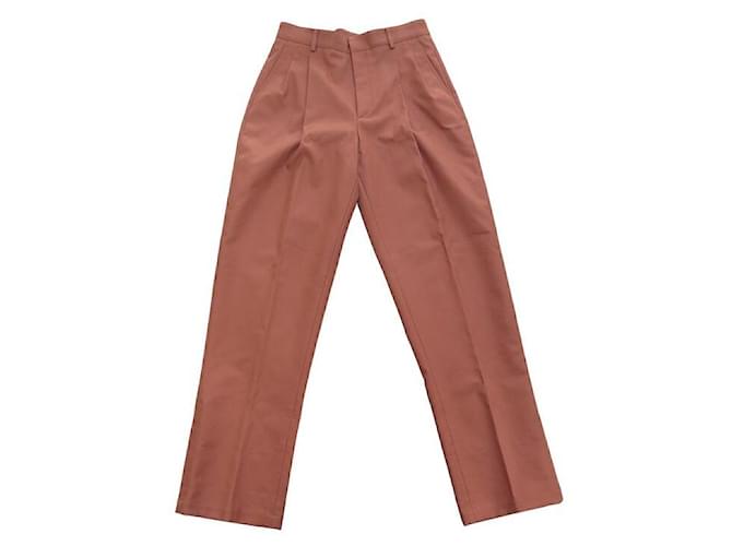 Hermès NEUF PANTALON HERMES A PINCES 26532000 40 S EN COTON BRIQUE NEW TROUSERS Rouge  ref.1355951