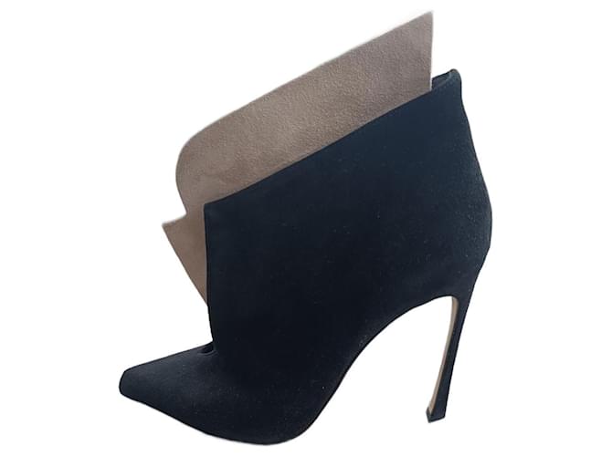 Sergio Rossi Botines Negro Beige Crudo Cuero  ref.1355963