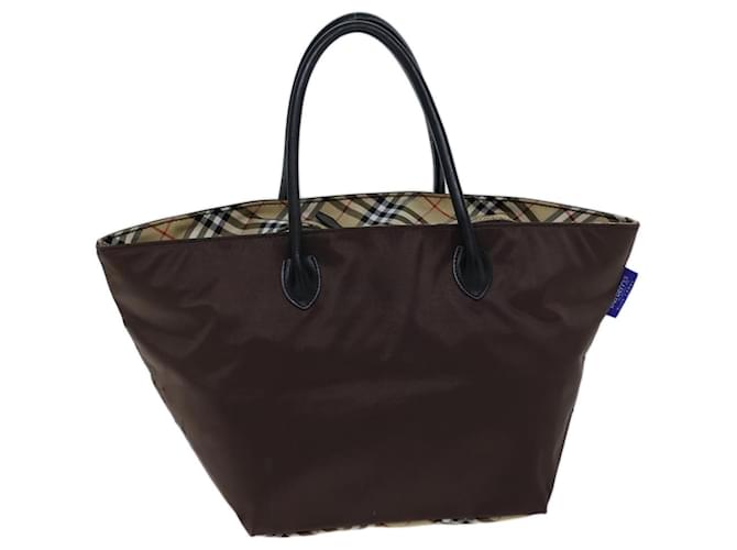 Autre Marque Burberrys Nova Check Blue Label Hand Bag Nylon Brown Black Auth bs13693  ref.1356064