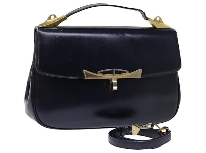 Christian Dior Sac à main en cuir 2façon Marine Auth bs13792 Bleu Marine  ref.1356066