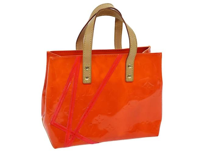 LOUIS VUITTON Monogram Vernis Fluo Reade PM Hand Bag Red M91903 LV Auth 72921 Orange Patent leather  ref.1356125
