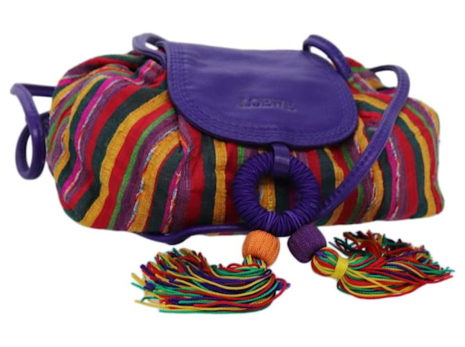 LOEWE Bolsa de Ombro Algodão Multicolor Roxo Auth 71875 Multicor  ref.1356161