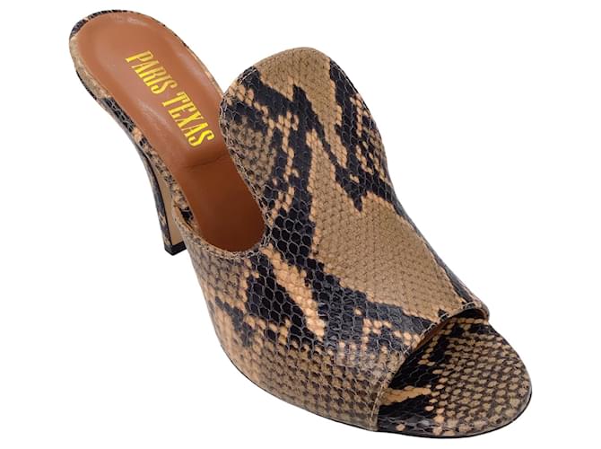 Autre Marque Paris Texas Tan Snakeskin Leather Mules Camel Exotic leather  ref.1356574