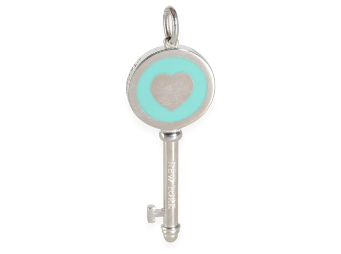 TIFFANY & CO. Pingente de coração esmaltado azul Key Collection em prata esterlina  ref.1356592