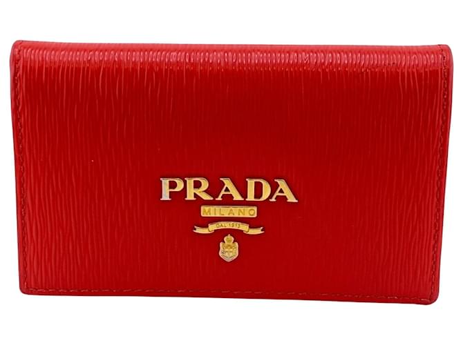 Vitello Prada Card Case Red Leather  ref.1356632