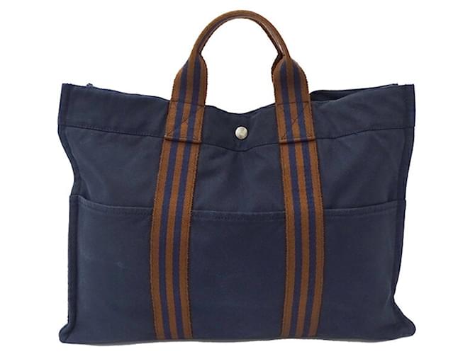 Hermès Fourre Tout Blu navy Tela  ref.1356686