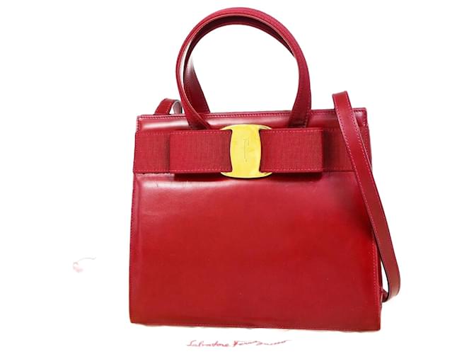 Salvatore Ferragamo Vara Vermelho Couro  ref.1356746